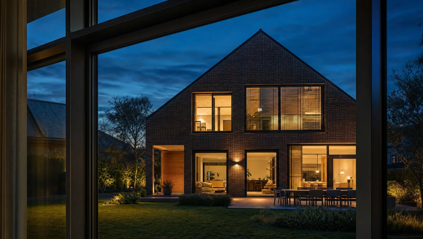 Architecturale impressie van een Nederlandse woning met grote raampartijen